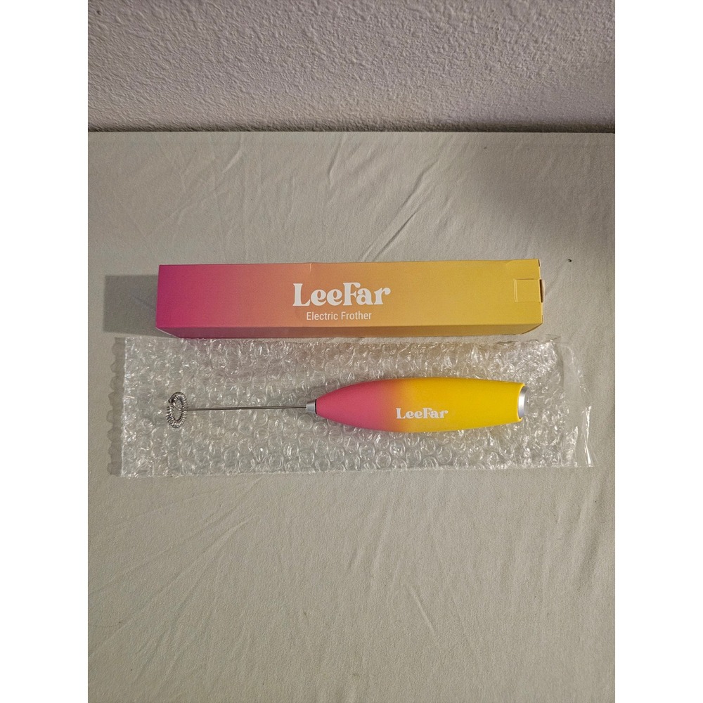 LeeFar Electric Frother Handheld Milk Foam Maker Pink Yellow Gradient 19000 RPM